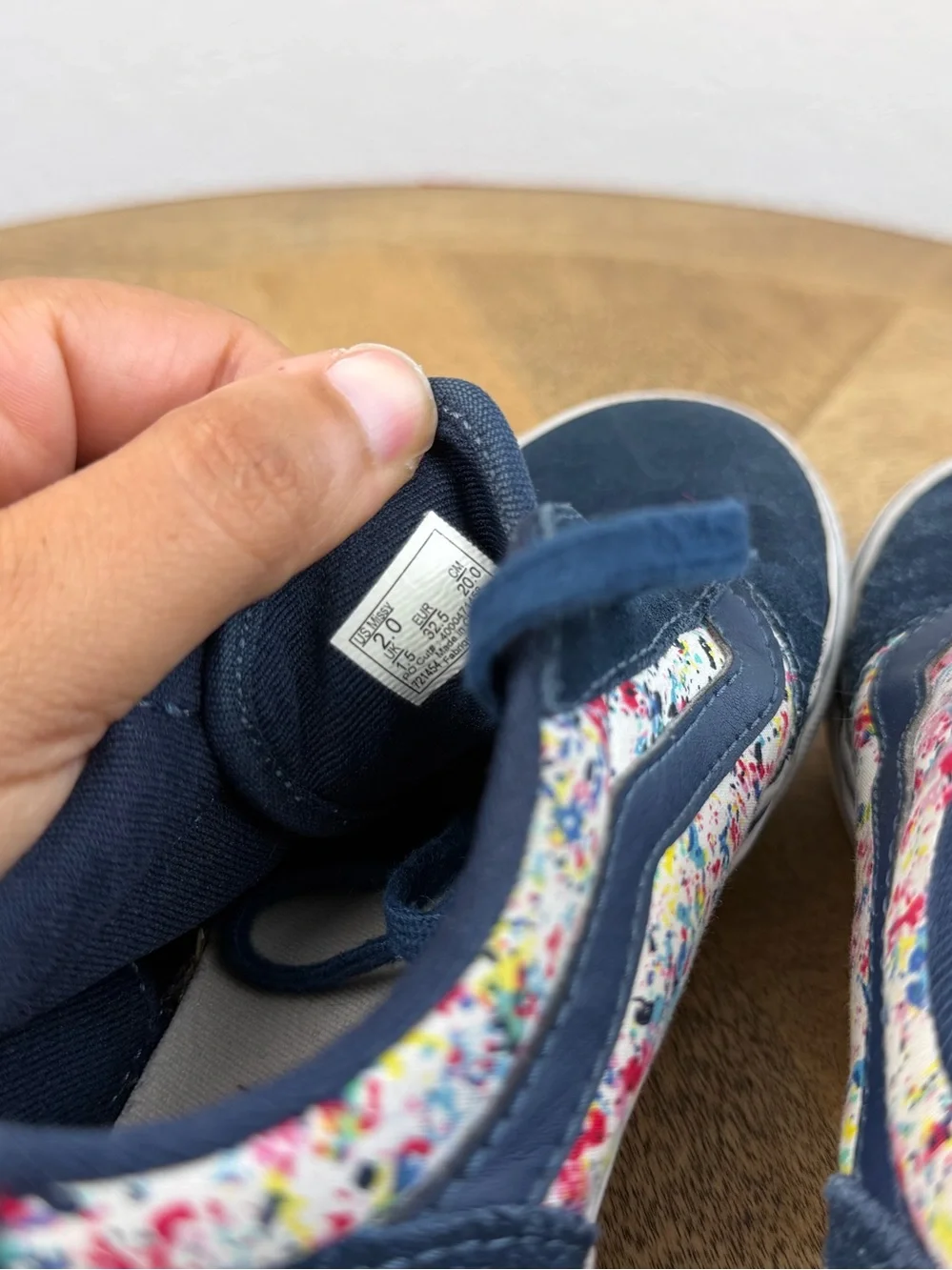 •VANS• Kids blue suede and floral shoes size 2Y